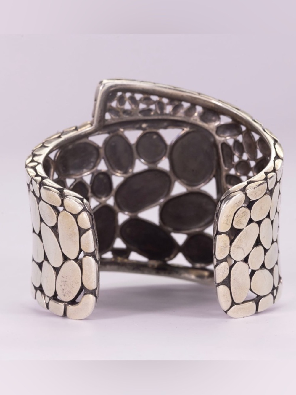John Hardy Kali 925 Sterling Silver Cuff Pebble Bracelet - Women Jewelry - Picture 2 of 5